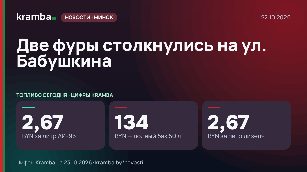 Инфографика Kramba: Две фуры столкнулись на ул. Бабушкина