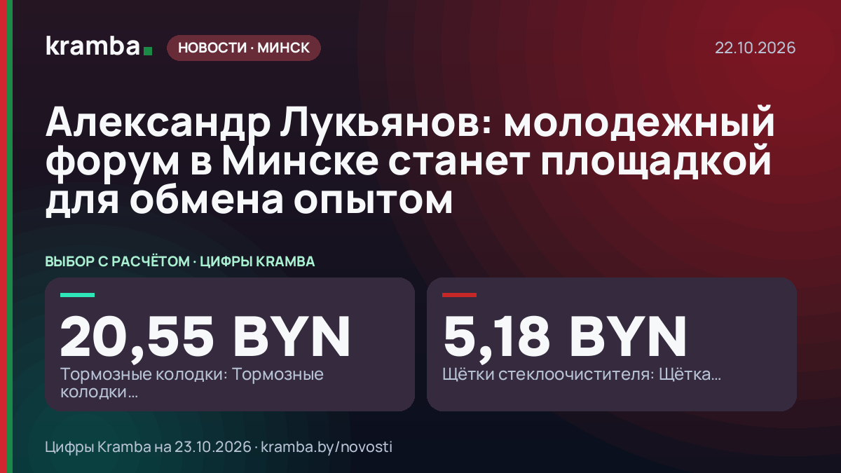 Инфографика Kramba: Александр Лукьянов: молодежный форум в Минске станет площадкой для обмена опытом