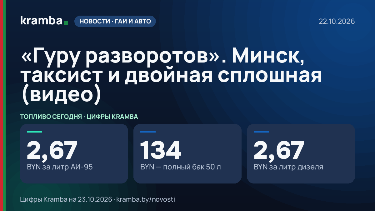 Инфографика Kramba: «Гуру разворотов». Минск, таксист и двойная сплошная (видео)