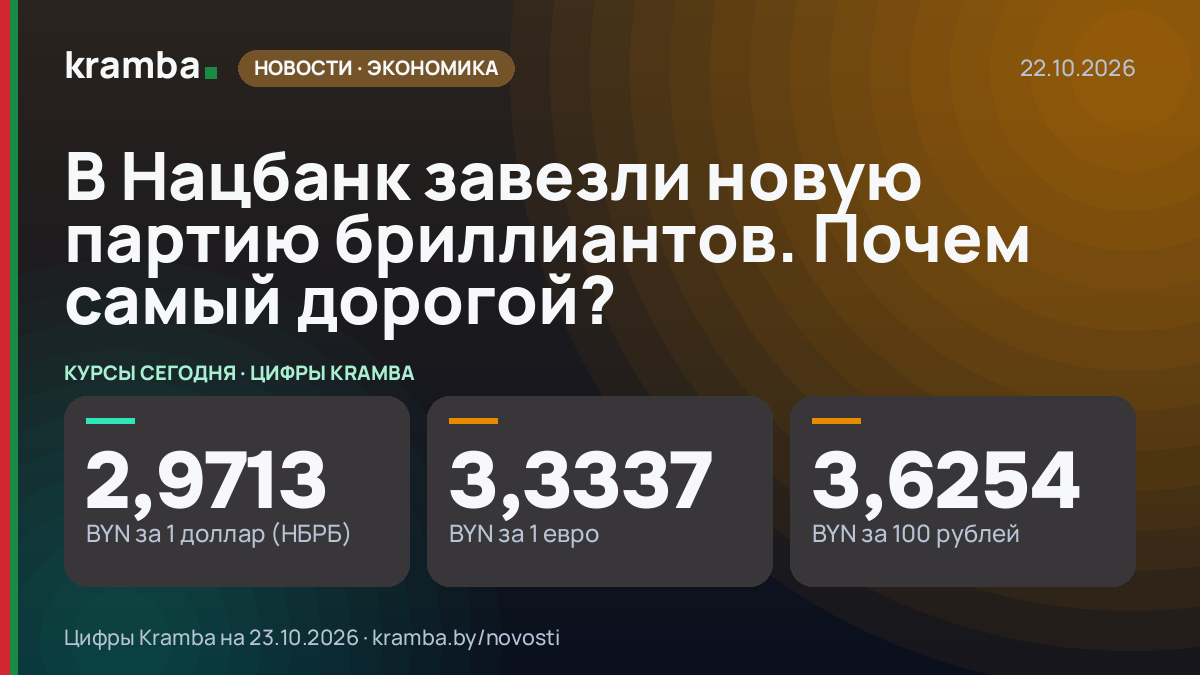 Инфографика Kramba: В Нацбанк завезли новую партию бриллиантов. Почем самый дорогой?