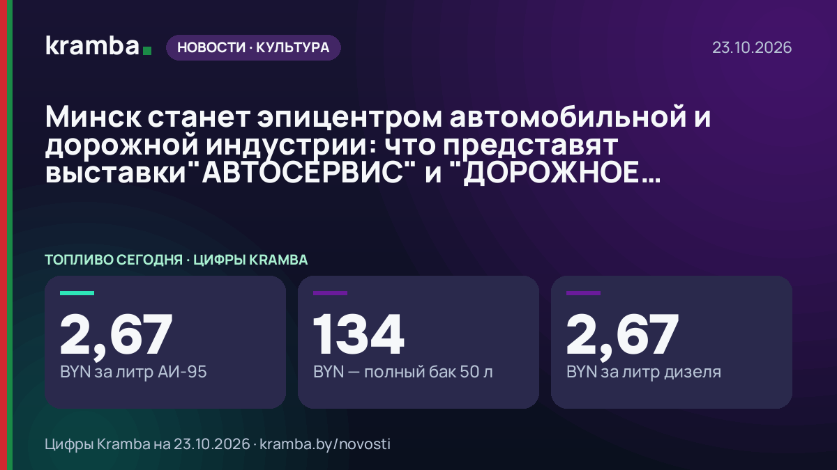 Инфографика Kramba: Минск станет эпицентром автомобильной и дорожной индустрии: что представят…