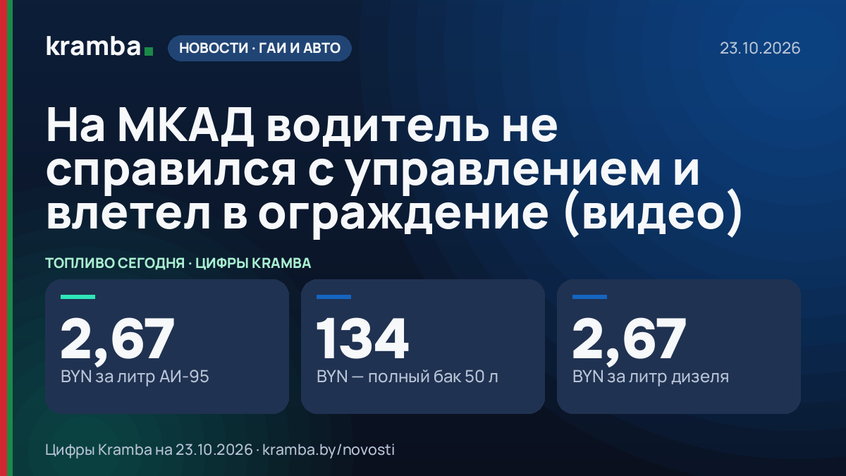 Инфографика Kramba: На МКАД водитель не справился с управлением и влетел в ограждение (видео)