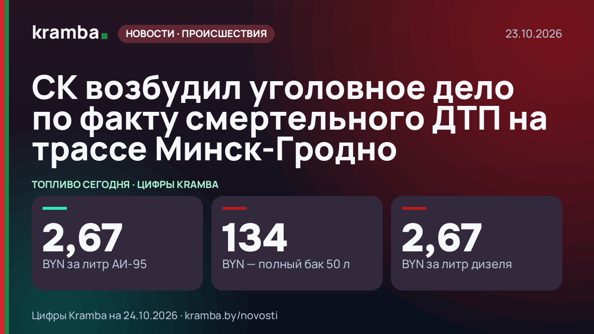 Инфографика Kramba: СК возбудил уголовное дело по факту смертельного ДТП на трассе Минск-Гродно