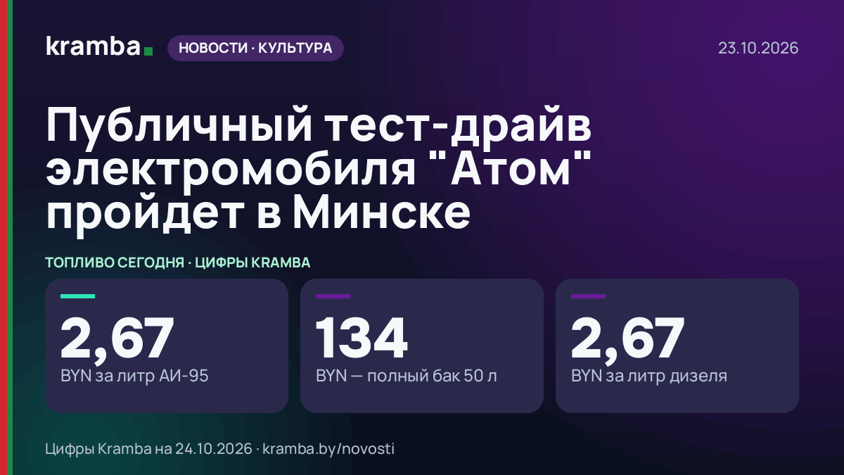Инфографика Kramba: Публичный тест-драйв электромобиля "Атом" пройдет в Минске