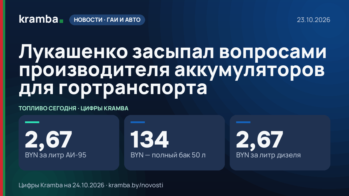 Инфографика Kramba: Лукашенко засыпал вопросами производителя аккумуляторов для гортранспорта