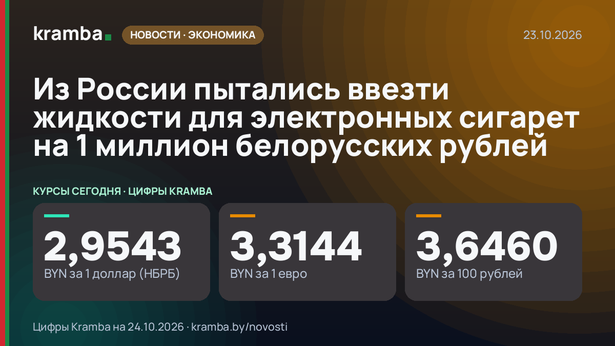 Инфографика Kramba: Из России пытались ввезти жидкости для электронных сигарет на 1 миллион белорусских рублей