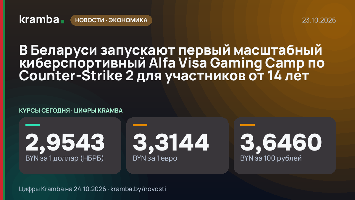 Инфографика Kramba: В Беларуси запускают первый масштабный киберспортивный Alfa Visa Gaming Camp по…