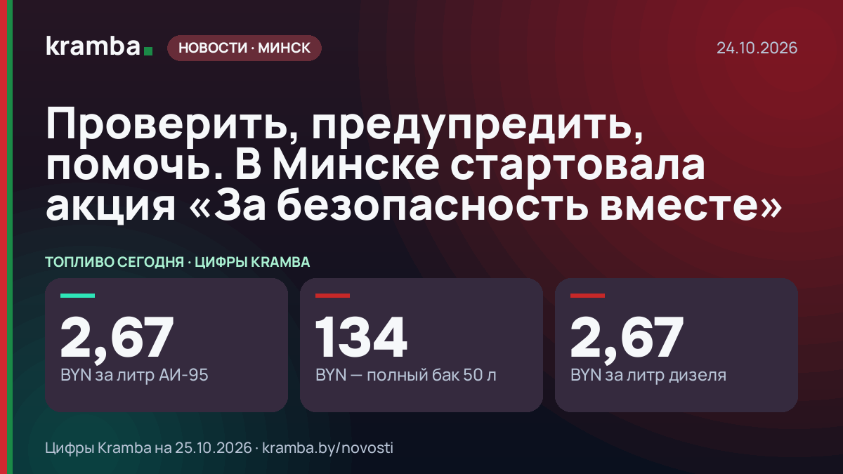Инфографика Kramba: Проверить, предупредить, помочь. В Минске стартовала акция «За безопасность вместе»