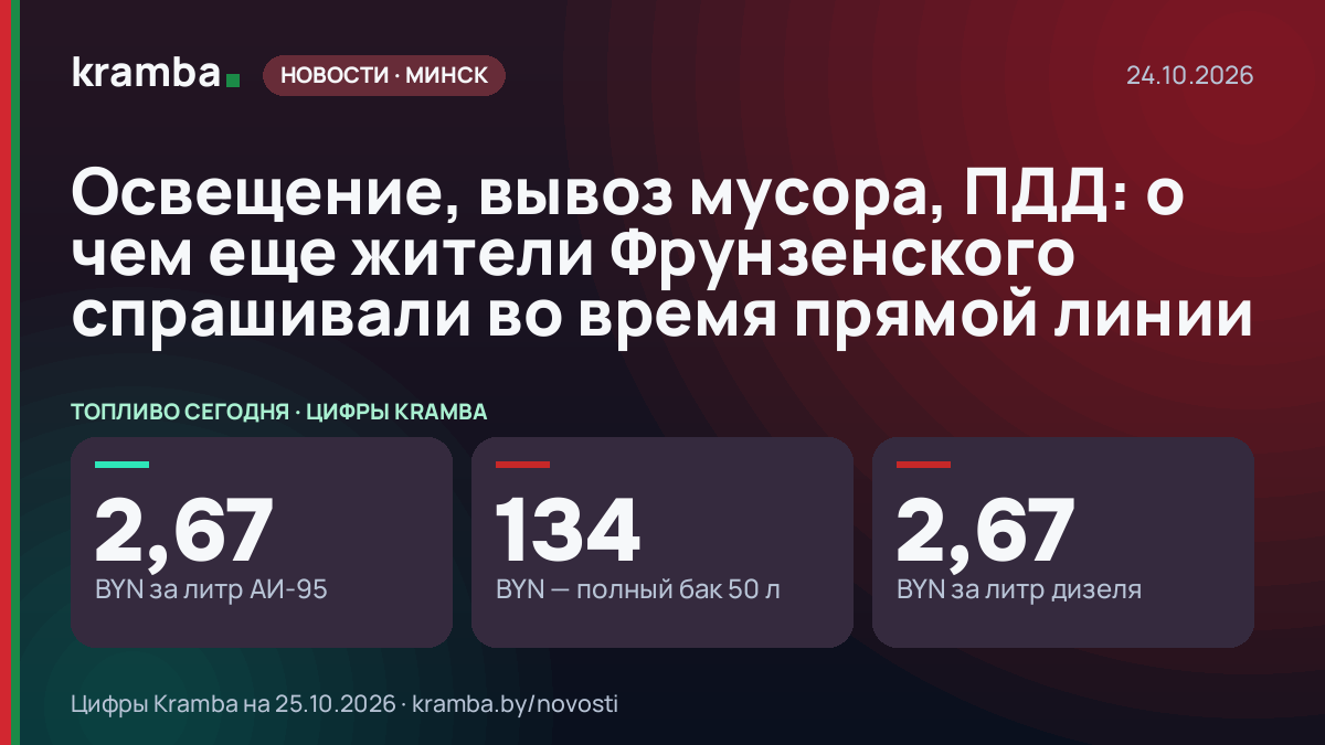Инфографика Kramba: Освещение, вывоз мусора, ПДД: о чем еще жители Фрунзенского спрашивали во время прямой…