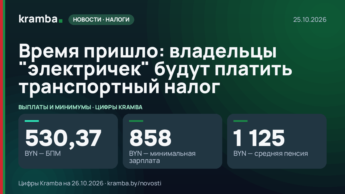 Инфографика Kramba: Время пришло: владельцы "электричек" будут платить транспортный налог