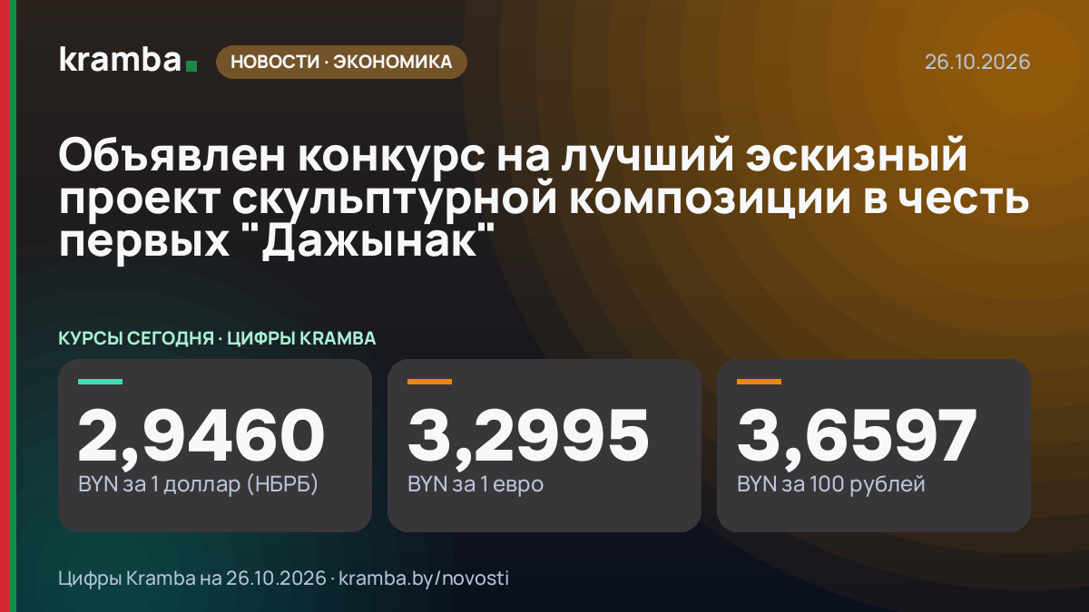 Инфографика Kramba: Объявлен конкурс на лучший эскизный проект скульптурной композиции в честь первых…