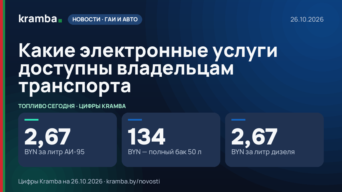 Инфографика Kramba: Какие электронные услуги доступны владельцам транспорта