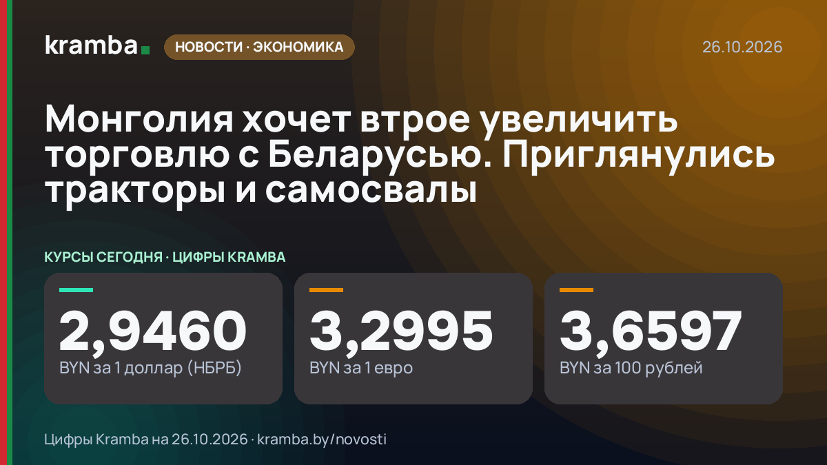 Инфографика Kramba: Монголия хочет втрое увеличить торговлю с Беларусью. Приглянулись тракторы и самосвалы
