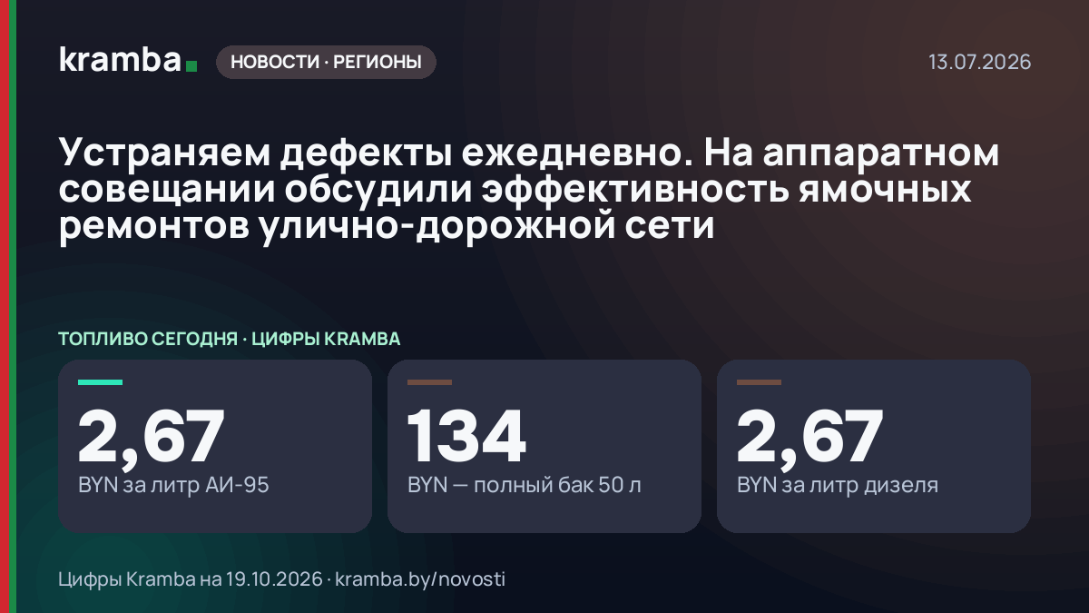 Инфографика Kramba: Устраняем дефекты ежедневно. На аппаратном совещании обсудили эффективность ямочных…