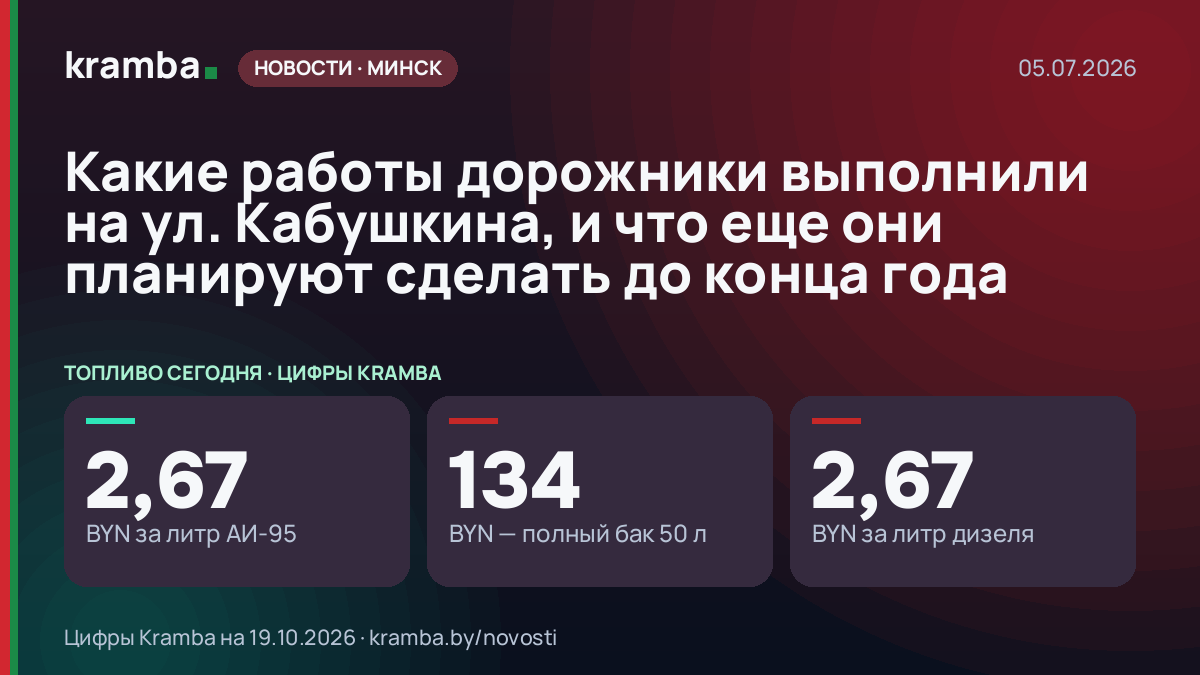 Инфографика Kramba: Какие работы дорожники выполнили на ул. Кабушкина, и что еще они планируют сделать до…