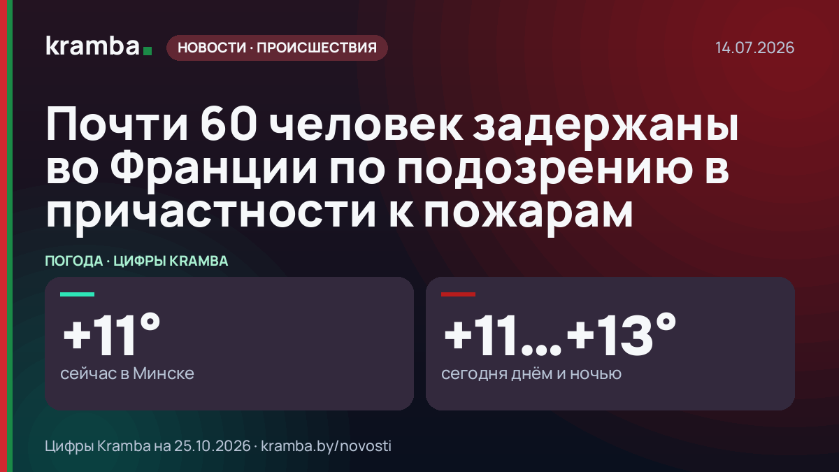 Инфографика Kramba: Почти 60 человек задержаны во Франции по подозрению в причастности к пожарам