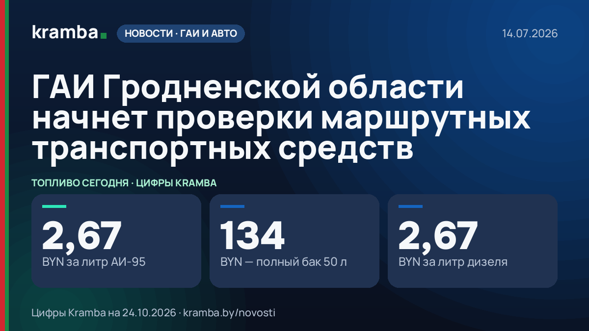 Инфографика Kramba: ГАИ Гродненской области начнет проверки маршрутных транспортных средств