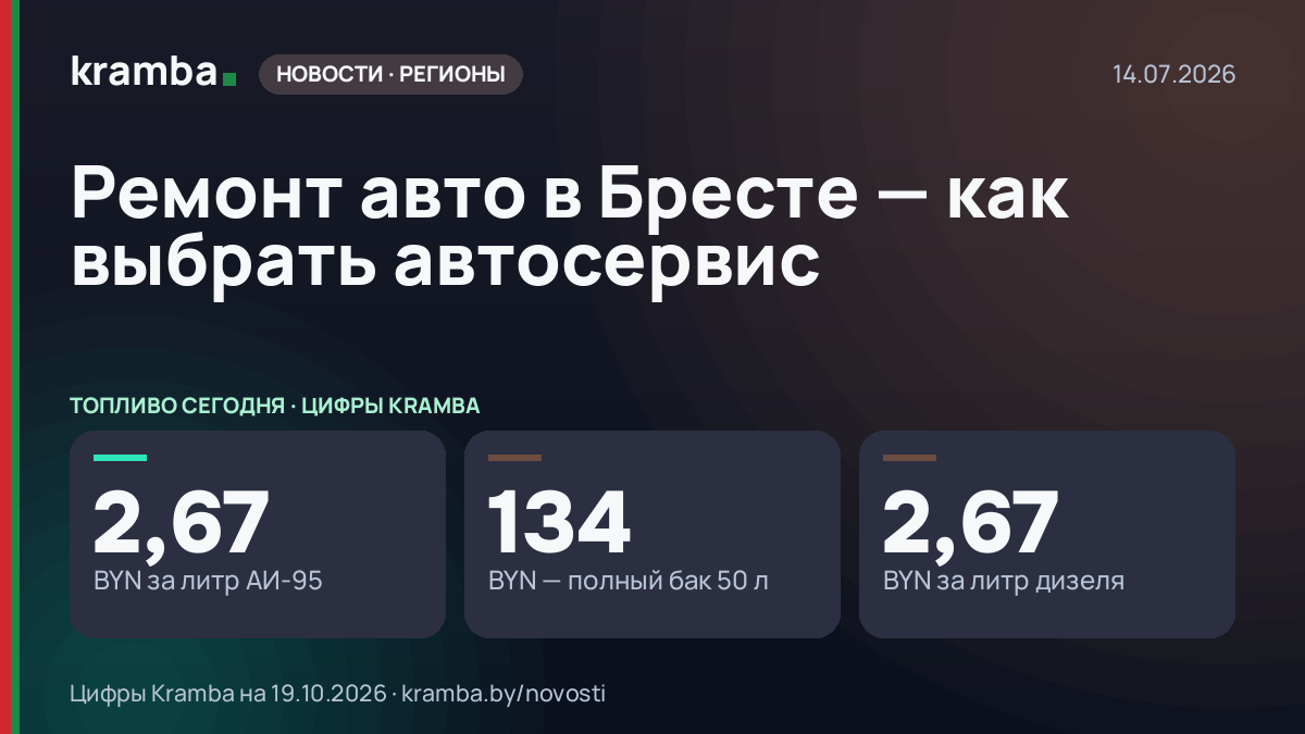 Инфографика Kramba: Ремонт авто в Бресте — как выбрать автосервис