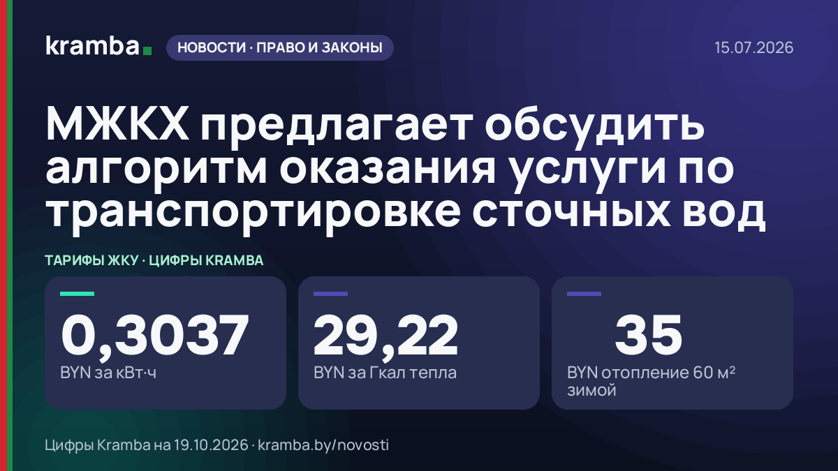 Инфографика Kramba: МЖКХ предлагает обсудить алгоритм оказания услуги по транспортировке сточных вод