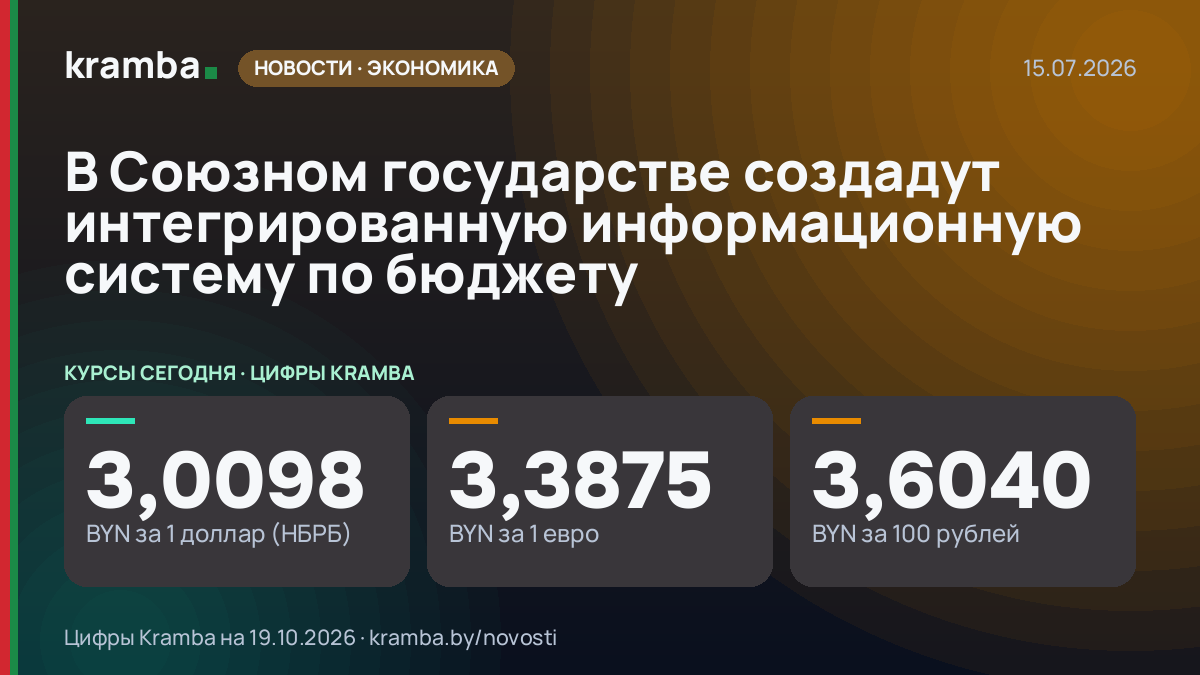 Инфографика Kramba: В Союзном государстве создадут интегрированную информационную систему по бюджету