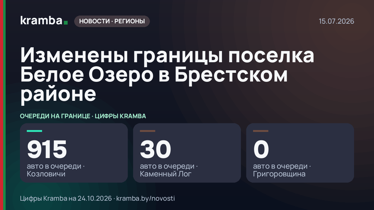Инфографика Kramba: Изменены границы поселка Белое Озеро в Брестском районе