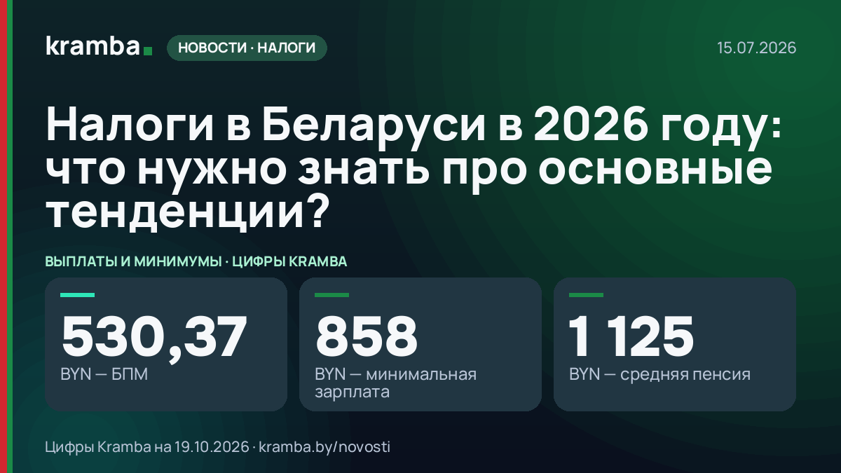 Инфографика Kramba: Налоги в Беларуси в 2026 году: что нужно знать про основные тенденции?