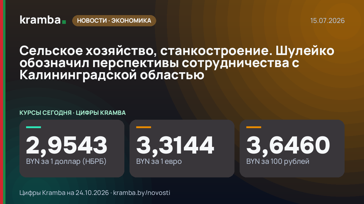 Инфографика Kramba: Сельское хозяйство, станкостроение. Шулейко обозначил перспективы сотрудничества с…