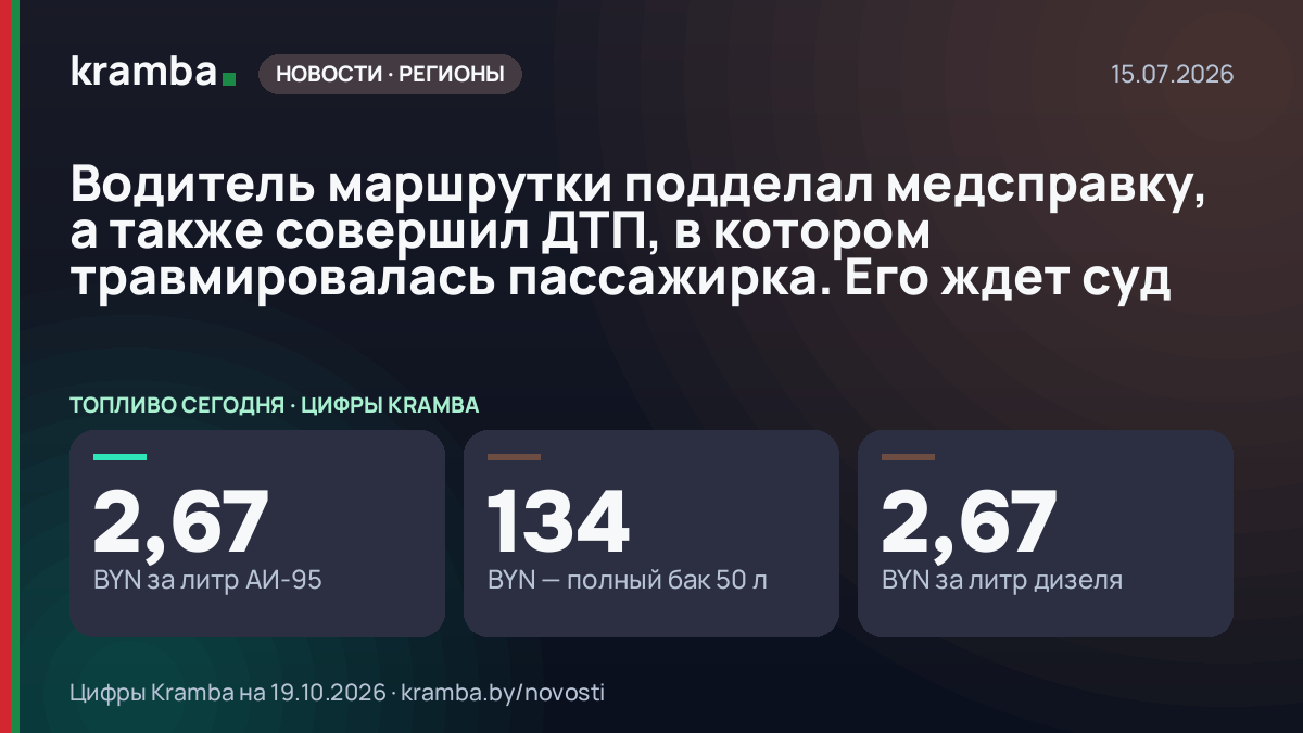Инфографика Kramba: Водитель маршрутки подделал медсправку, а также совершил ДТП, в котором травмировалась…