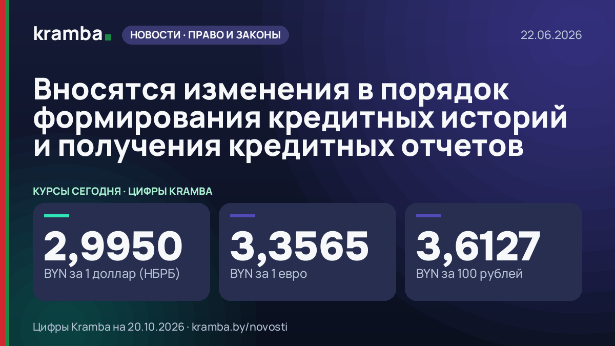 Инфографика Kramba: Вносятся изменения в порядок формирования кредитных историй и получения кредитных отчетов