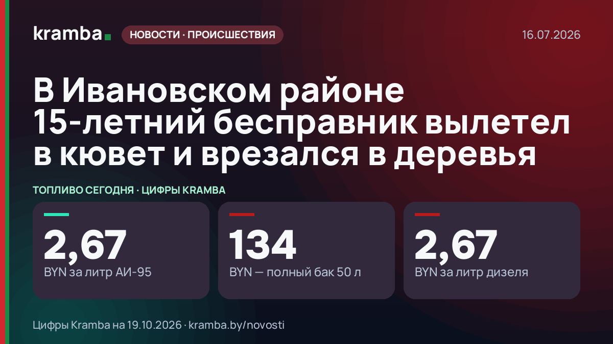 Инфографика Kramba: В Ивановском районе 15-летний бесправник вылетел в кювет и врезался в деревья