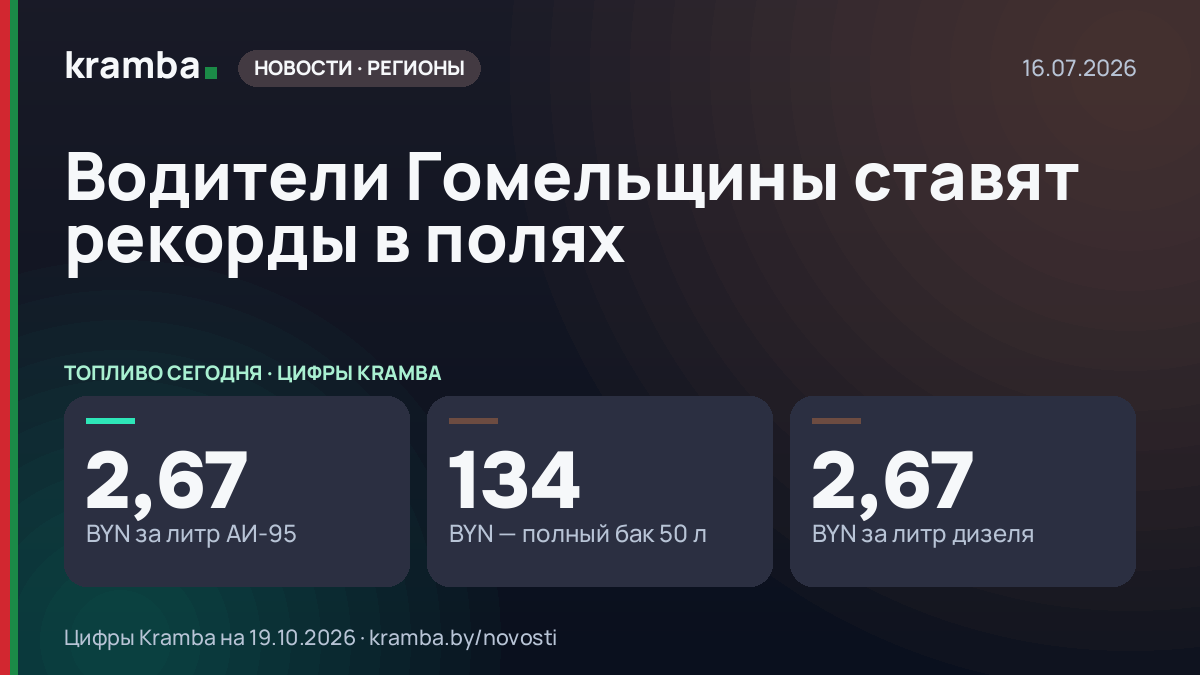Инфографика Kramba: Водители Гомельщины ставят рекорды в полях
