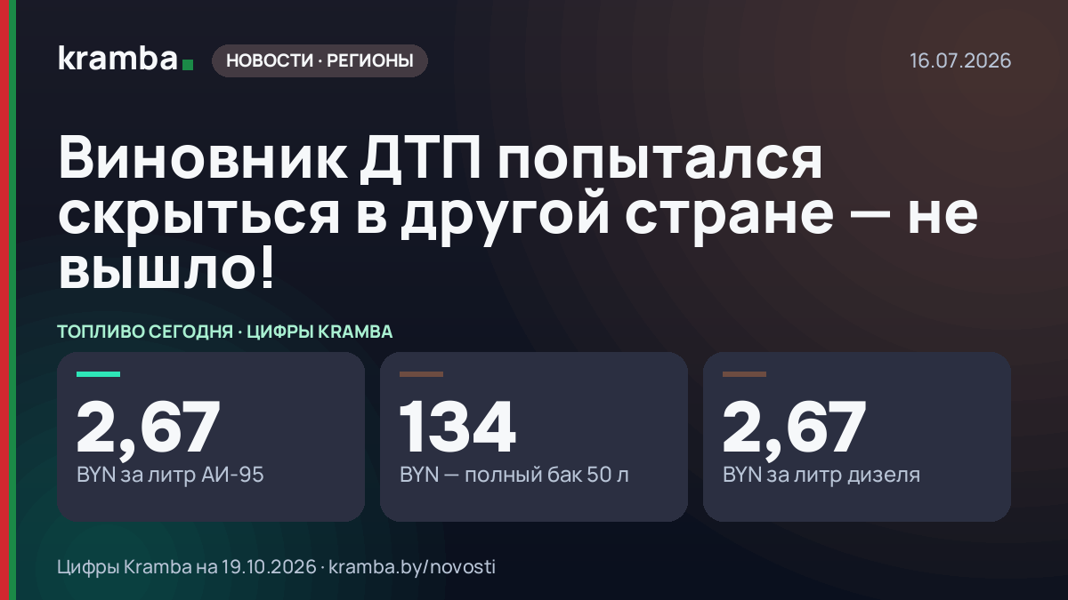 Инфографика Kramba: Виновник ДТП попытался скрыться в другой стране — не вышло!