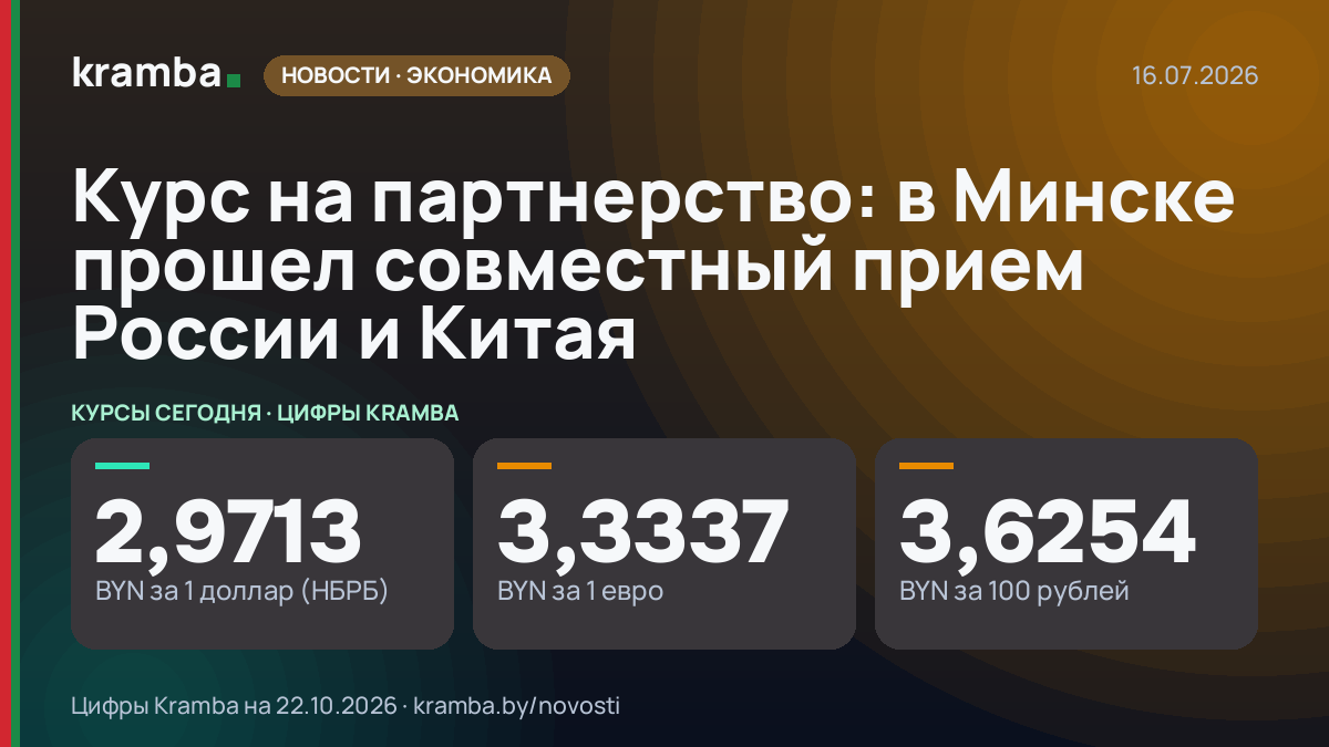 Инфографика Kramba: Курс на партнерство: в Минске прошел совместный прием России и Китая