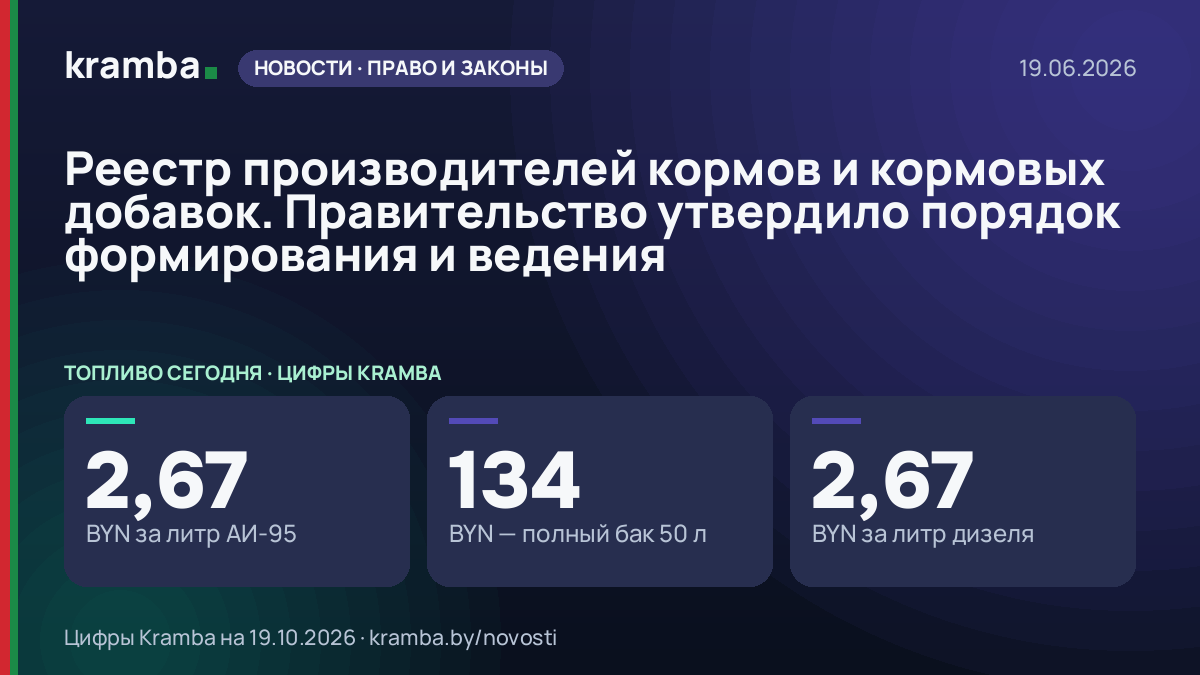 Инфографика Kramba: Реестр производителей кормов и кормовых добавок. Правительство утвердило порядок…
