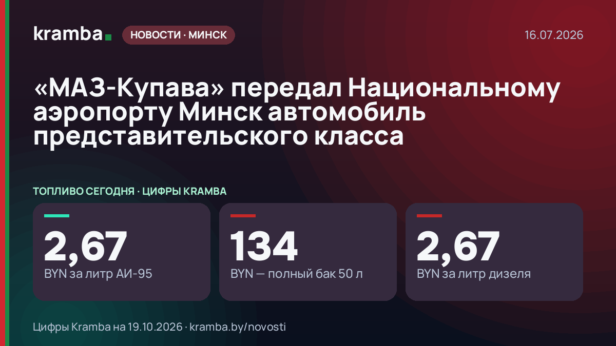 Инфографика Kramba: «МАЗ-Купава» передал Национальному аэропорту Минск автомобиль представительского класса