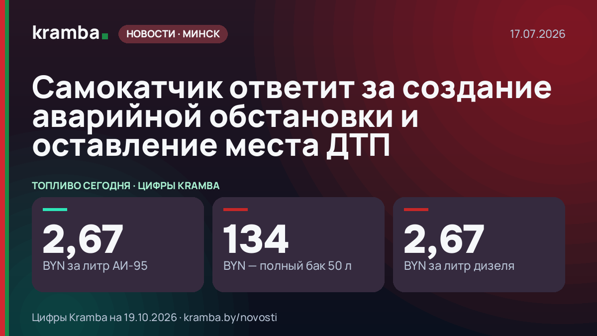 Инфографика Kramba: Самокатчик ответит за создание аварийной обстановки и оставление места ДТП
