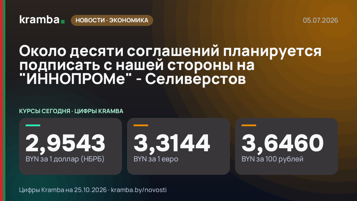 Инфографика Kramba: Около десяти соглашений планируется подписать с нашей стороны на "ИННОПРОМе" - Селиверстов