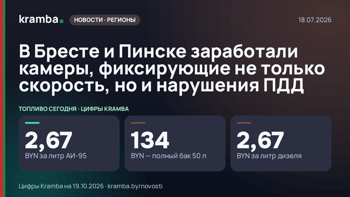 Инфографика Kramba: В Бресте и Пинске заработали камеры, фиксирующие не только скорость, но и нарушения ПДД