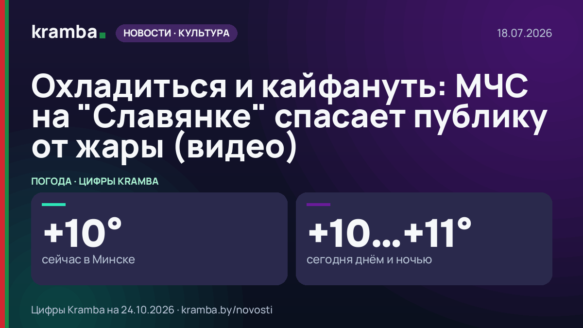 Инфографика Kramba: Охладиться и кайфануть: МЧС на "Славянке" спасает публику от жары (видео)