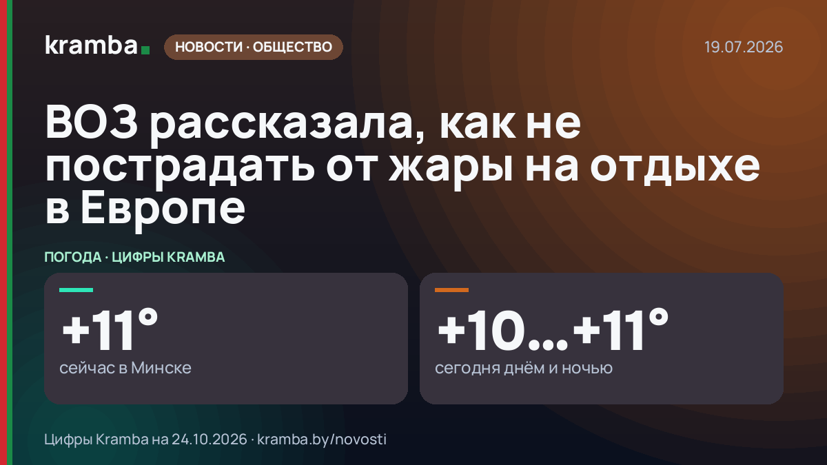 Инфографика Kramba: ВОЗ рассказала, как не пострадать от жары на отдыхе в Европе