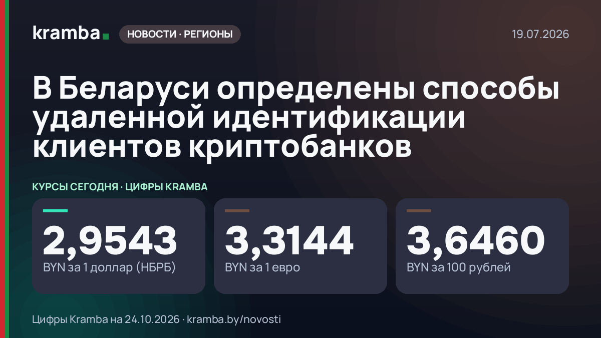 Инфографика Kramba: В Беларуси определены способы удаленной идентификации клиентов криптобанков