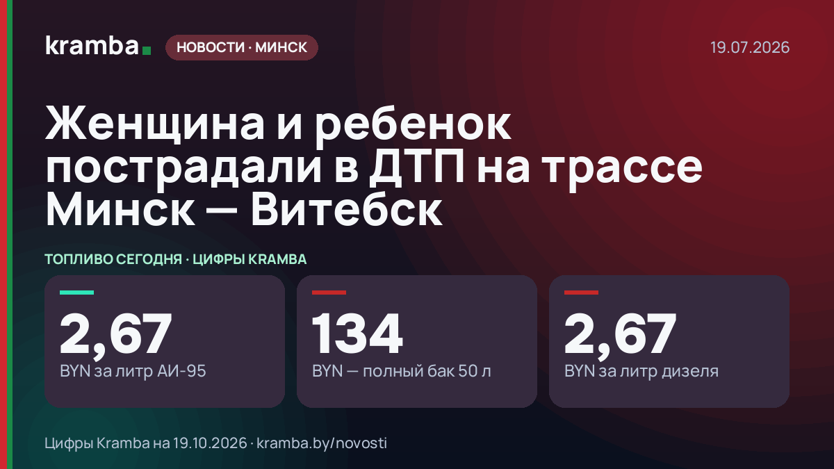 Инфографика Kramba: Женщина и ребенок пострадали в ДТП на трассе Минск — Витебск