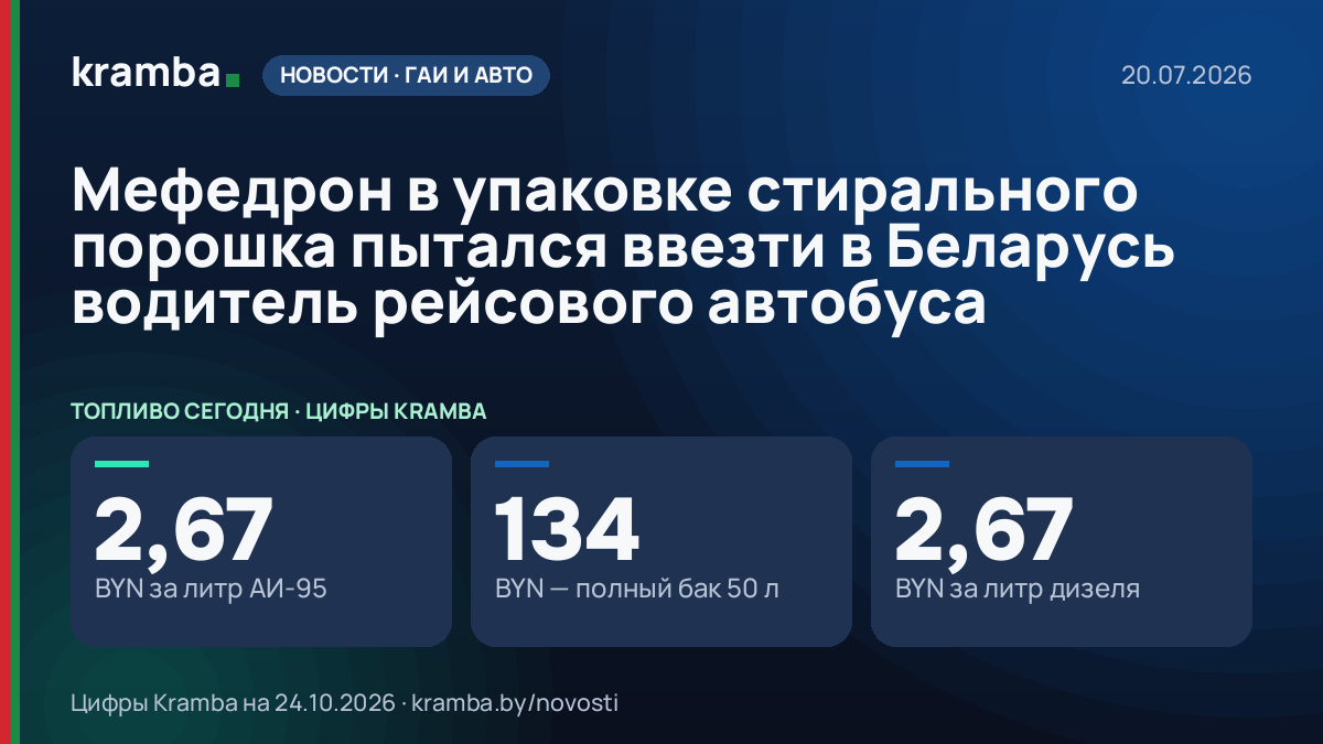 Инфографика Kramba: Мефедрон в упаковке стирального порошка пытался ввезти в Беларусь водитель рейсового…