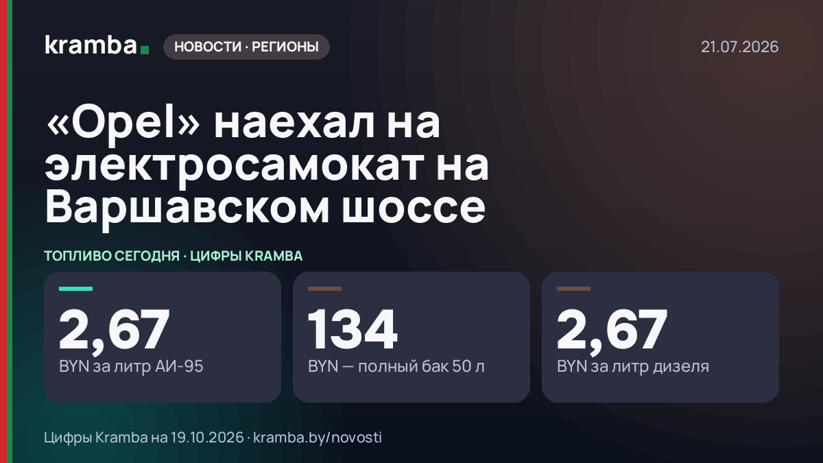 Инфографика Kramba: «Opel» наехал на электросамокат на Варшавском шоссе