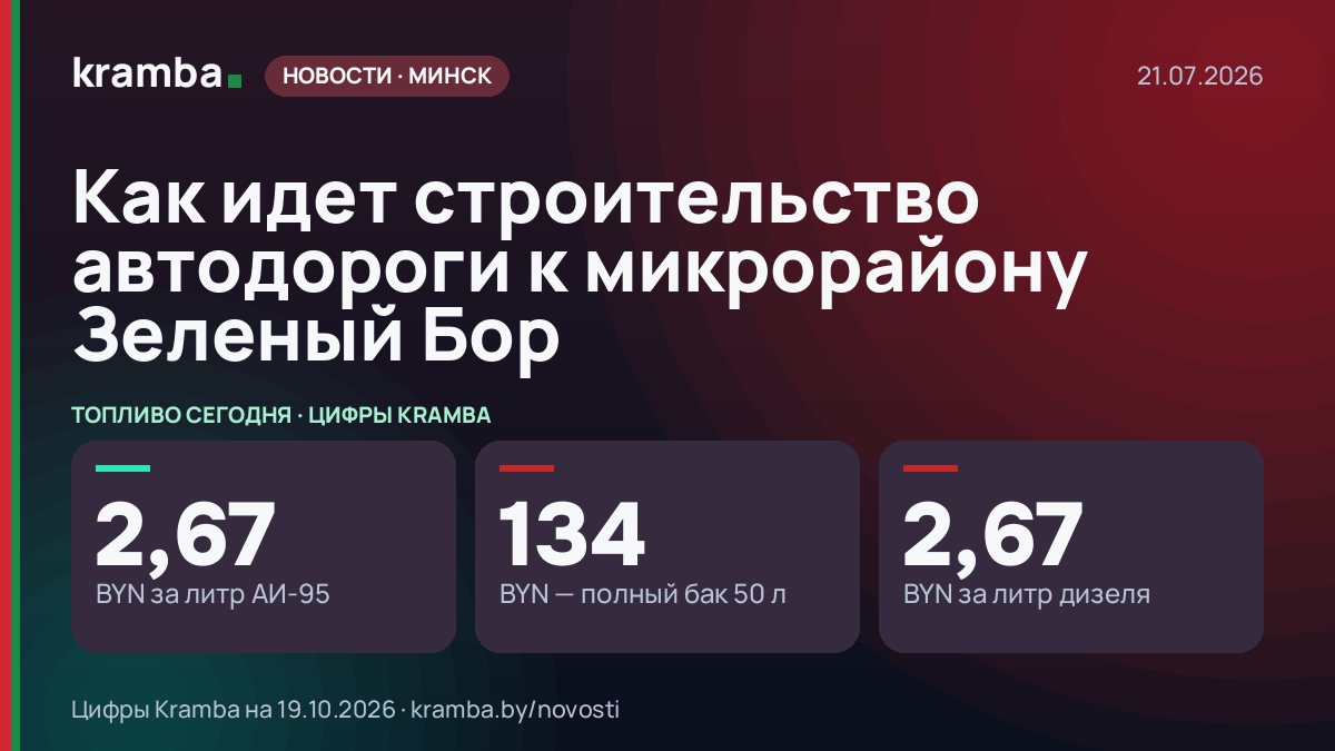 Инфографика Kramba: Как идет строительство автодороги к микрорайону Зеленый Бор