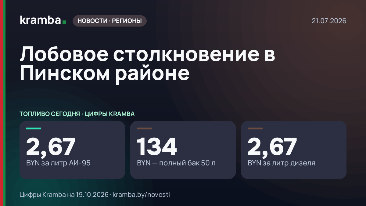 Инфографика Kramba: Лобовое столкновение в Пинском районе