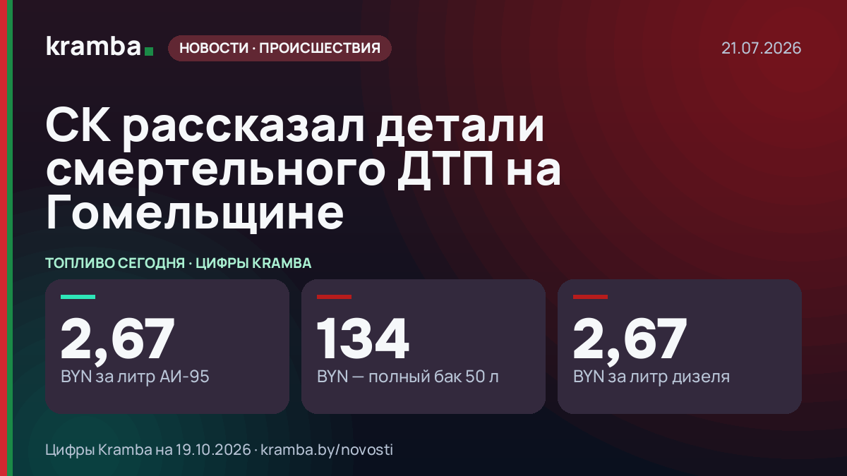 Инфографика Kramba: СК рассказал детали смертельного ДТП на Гомельщине