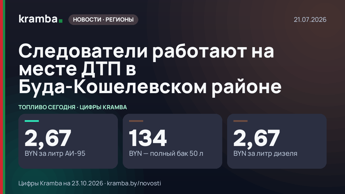 Инфографика Kramba: Следователи работают на месте ДТП в Буда-Кошелевском районе