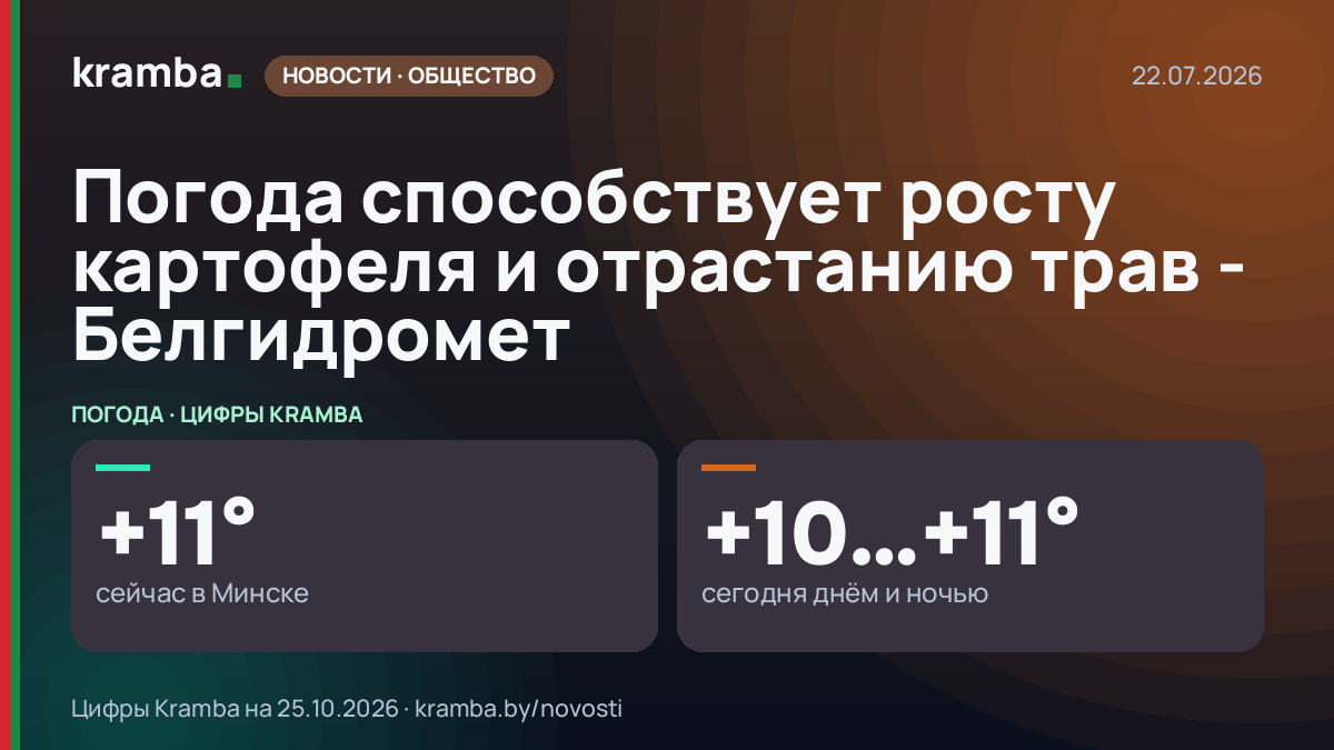 Инфографика Kramba: Погода способствует росту картофеля и отрастанию трав - Белгидромет