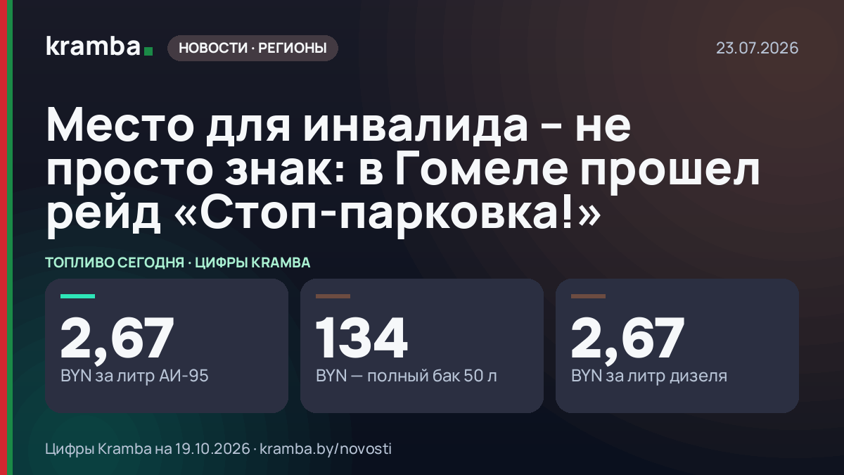 Инфографика Kramba: Место для инвалида – не просто знак: в Гомеле прошел рейд «Стоп-парковка!»